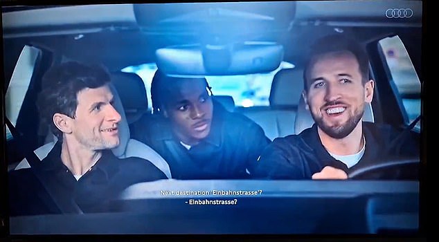The 31-year-old almost burst out laughing at the end of the advert after another mockery from Müller.