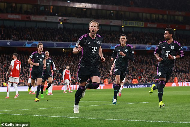 Kane took his goalscoring tally in all competitions this season to 39 during the first leg of their Champions League quarter-final against Arsenal at the Emirates.