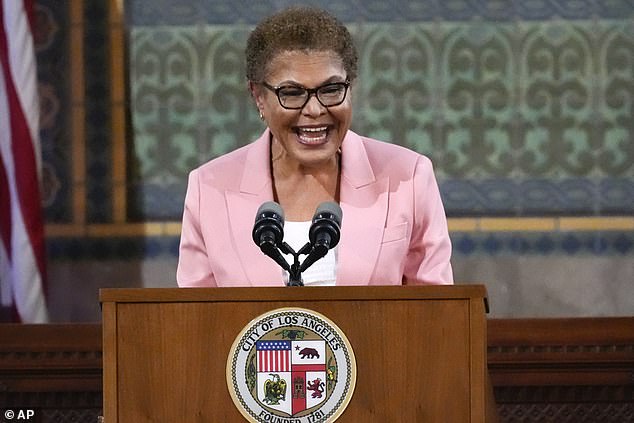 The images emerged as Democratic Los Angeles Mayor Karen Bass called on the city's rich and famous to shell out money to help address the homeless crisis by funding housing 