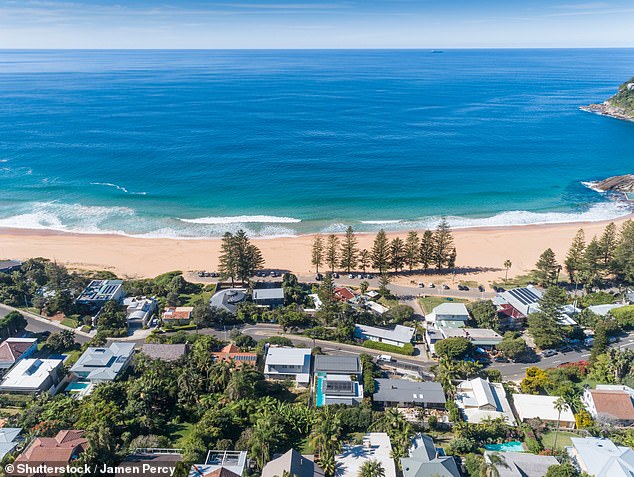 To help reduce noise, the venue will limit bookings for groups of more than 100 people to 12 times a year, erect a 1.8m overlapping and covered fence and will serve a maximum of 150 people (pictured, Whale Beach ).