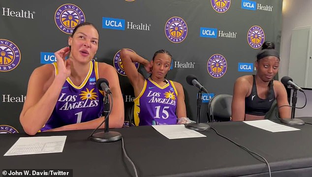 Cambage (left) did not endear herself to her Nigerian teammates in the WNBA, where she was released by the Los Angeles Sparks.