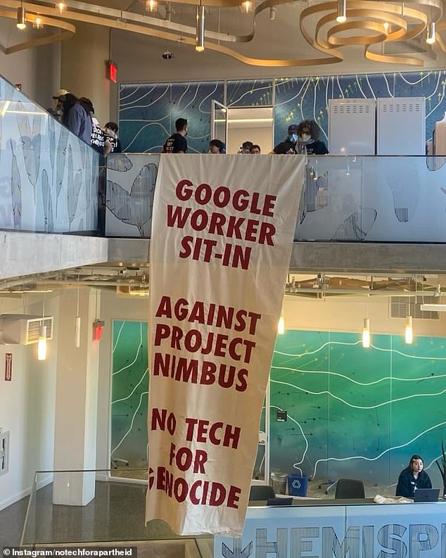 At the New York office, workers displayed a banner that read: 