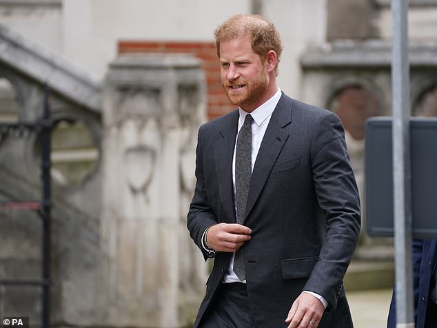 The Duke of Sussex is pictured outside the High Court in London on March 30 last year.