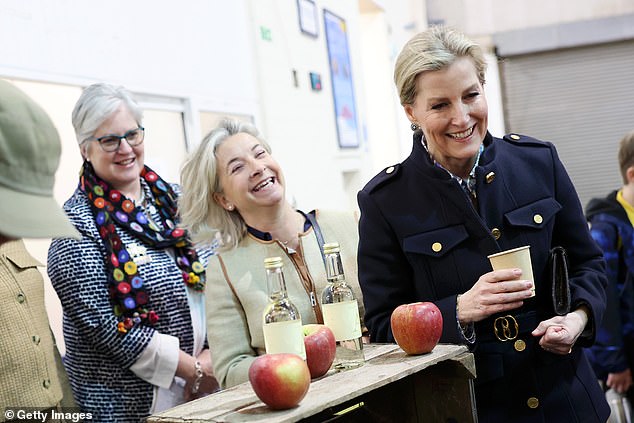 Sophie appeared to enjoy her time as she enjoyed some cider at the event during her visit to Somerset.