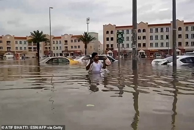 On Tuesday, much of Dubai (pictured) was submerged underwater by the worst flooding ever recorded.