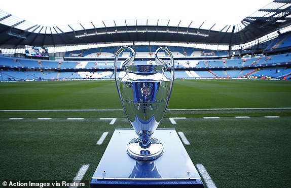 Soccer Football - Champions League - Quarter Final - Second Leg - Manchester City v Real Madrid - Etihad Stadium, Manchester, Britain - April 17, 2024 General view of the trophy inside the stadium before the match Action Images via Reuters/Jason Cairnduff