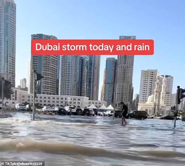 The United Arab Emirates experienced the heaviest rain on record on Tuesday, with the 'historic weather event' wreaking havoc across the country.