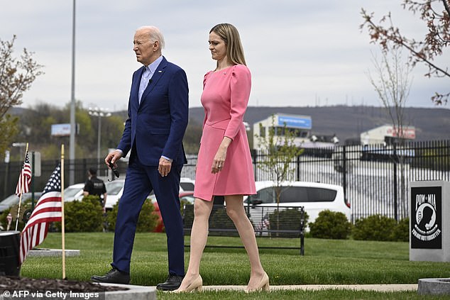 President Joe Biden with Pennsylvania Mayor Paige Cognetti visits the Veterans War Memorial in Scranton, Pennsylvania