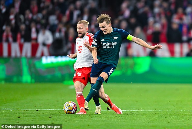 Konrad Laimer frustrated Martin Odegaard as Arsenal struggled to create clear-cut chances