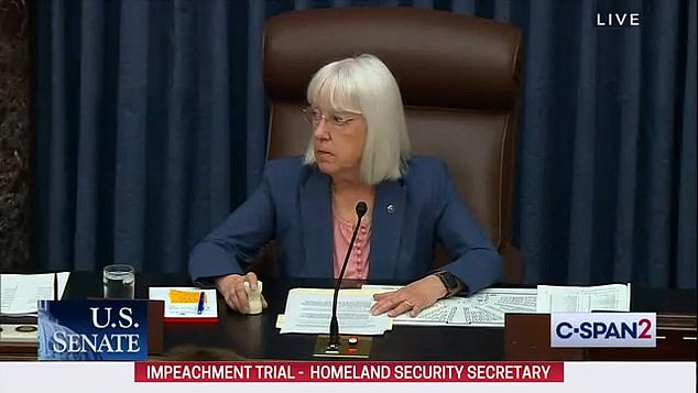 Senate President Pro Tempore Patty Murray, D-Wash., presided over Mayorkas' impeachment trial.