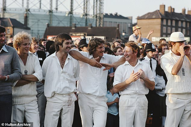 Pictured (left to right): England cricketers in 1979, Mike Hendreck, David Gower, Peter Willey, Ian Botham, David Bairstow and Phil Edmonds.
