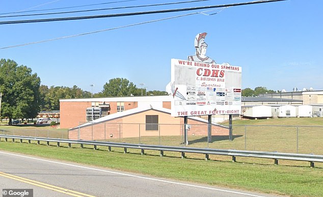 His comment allegedly offended another student, who physically threatened McGhee, leading to the involvement of school authorities at Central Davidson High School in Lexington, North Carolina (pictured).