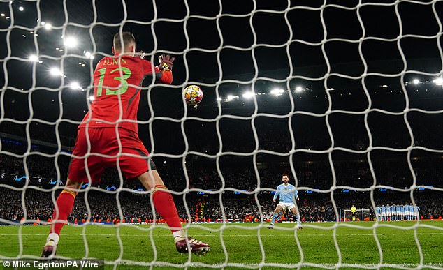 Manchester City fans held the ball before giving it back, and Silva kicked the penalty into the arms of Andriy Lunin.