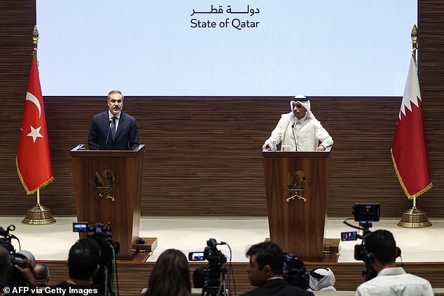 Al Thani made the remarks at a joint press conference in Doha, along with Turkish Foreign Minister Hakan Fidan (pictured left).