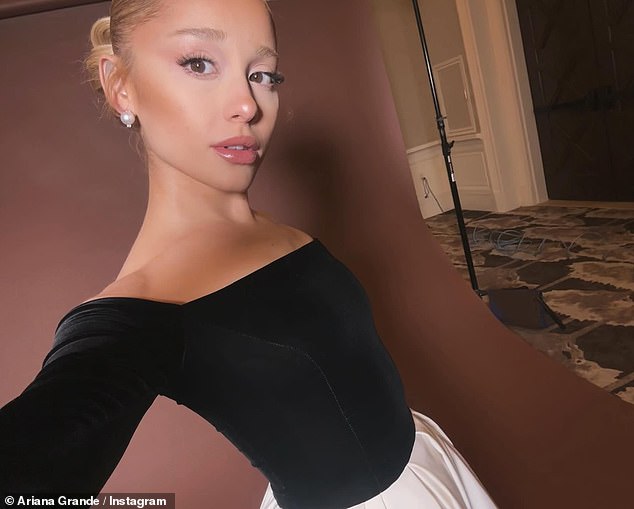The Boca Raton, Florida, native was seen in a selfie in which she wore a black top and a white dress with her blonde locks tied back.