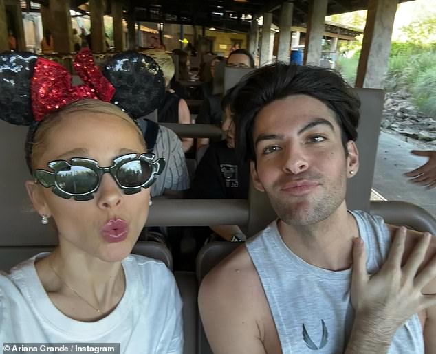 The 7 Rings singer in another shot was photographed alongside her brother Frankie Grande's husband, Hale, 31.