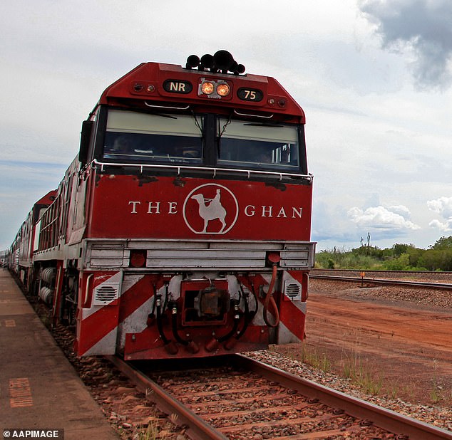 The world famous train, The Ghan, was able to continue its journey north to Darwin after changing locomotives. No one was injured on board (file image)