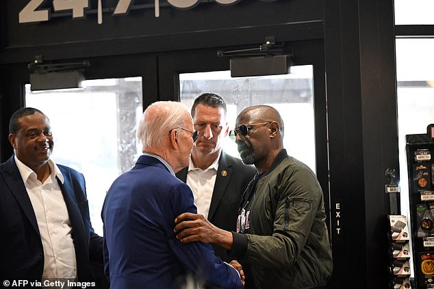 Biden placed an order for sandwiches, fruit and other ready-to-eat items alongside Pittsburgh Mayor Ed Gainey and Allegheny County Executive Sara Innamorato.