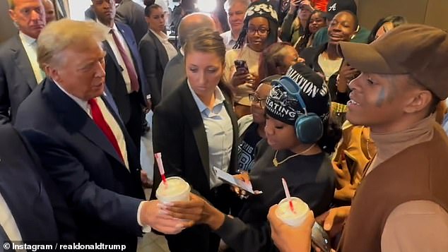 Trump made a surprise visit to a Chik-fil-A in Atlanta on April 10.