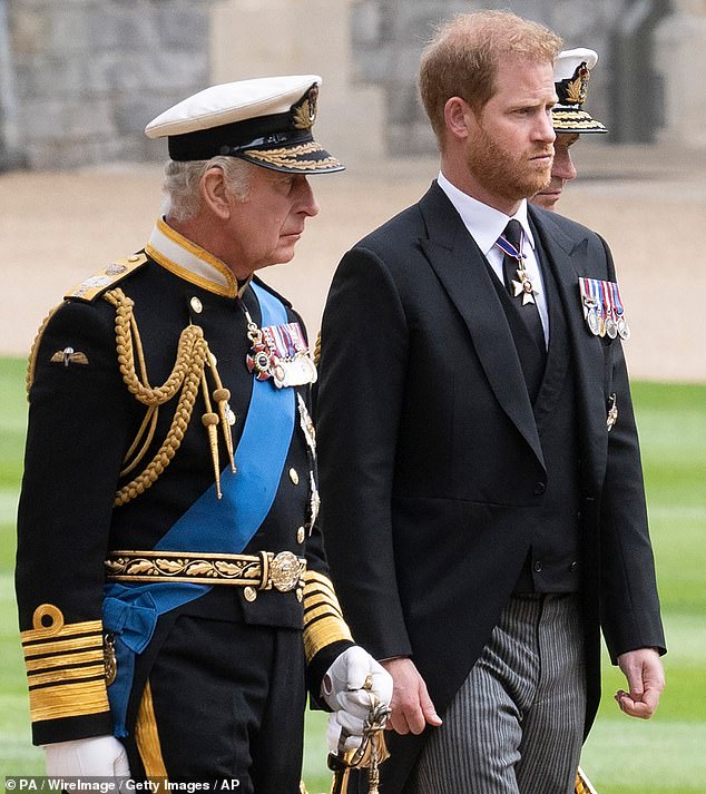 Harry with Charles in Windsor at the time of the Queen's funeral