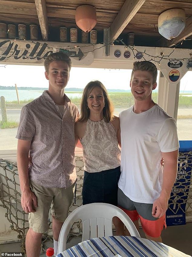 Wendy Callahan with her sons Jack and Will at a birthday dinner in 2019