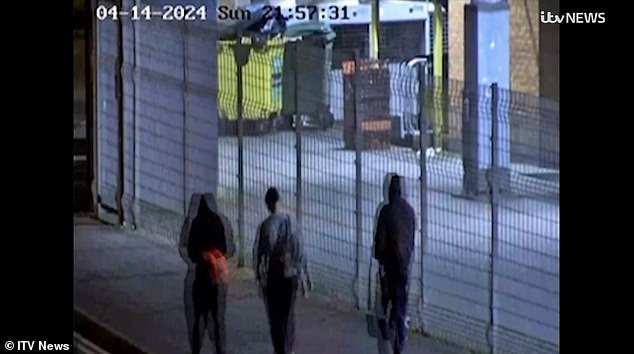 CCTV footage captured them walking away from the stadium after scaling a metal fence.