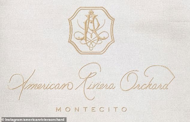The brand's logo is written in fine gold letters above the word 'Montecito', where Meghan lives.