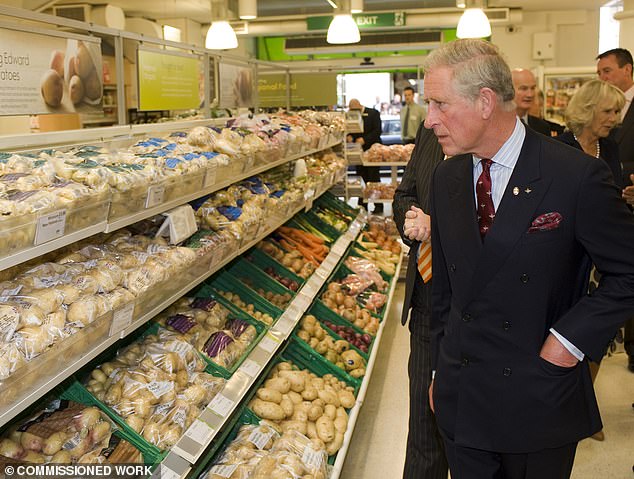 Charles and Camilla look at products in a Waitrose store in Belgravia, London, in 2009. Jam was added to the Duchy range in 2010, when the supermarket acquired the exclusive licence.