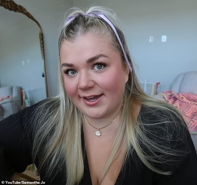 In her YouTube video, Samantha revealed that she was now a size 16 for the first time since high school.