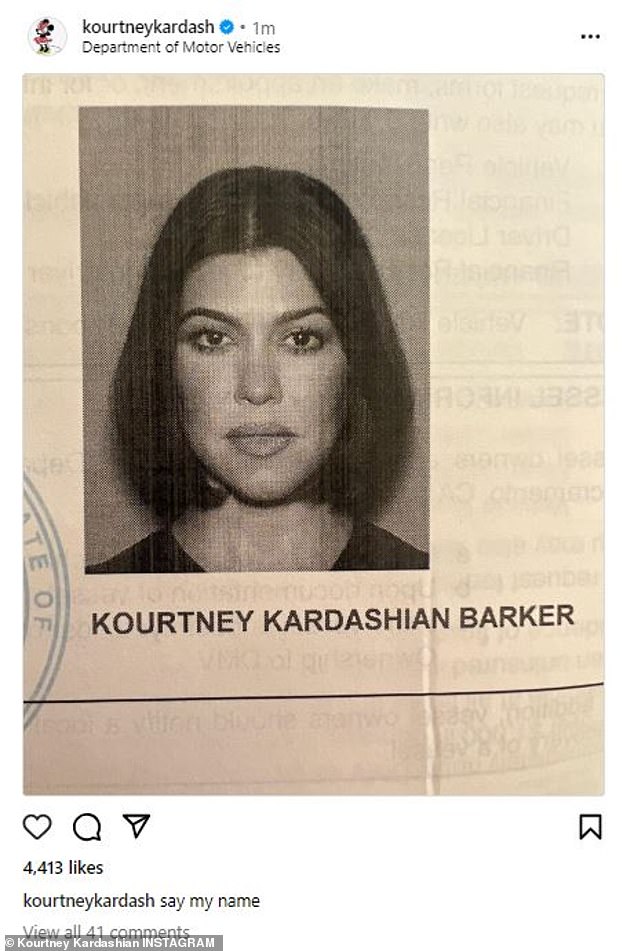Kardashian finally changed the name on her driver's license more than a year after marrying Blink-182 drummer Barker.