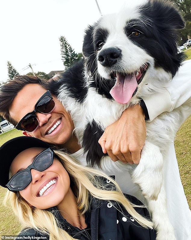 Jimmy fell in love with Holly Kingston on the 2021 season of The Bachelor.  They married at Jimmy's parents' home in Palm Beach, Sydney, in August last year, surrounded by a small group of friends and family.  Pictured with his dog, Billie.