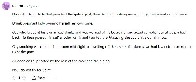 The post was flooded with comments with most sharing that drunk passengers were the main reason.