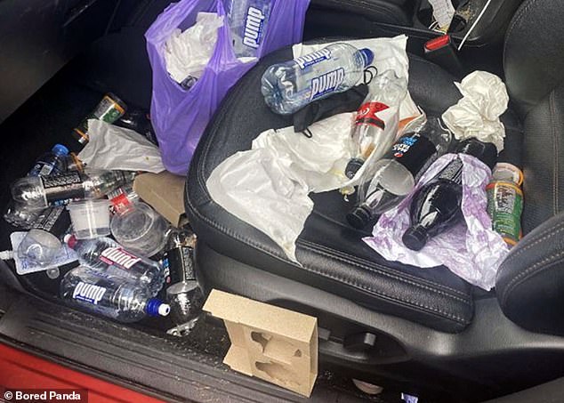 A person in the UK borrowed his partner's car for a few days and returned with piles of rubbish inside.