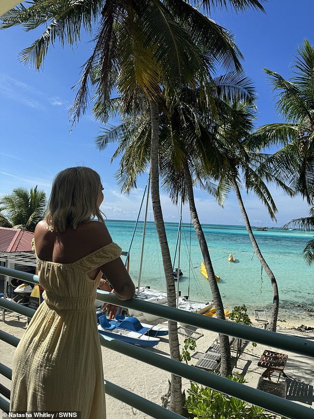 Content creator overlooks where she's staying in Dhiffushi for just £25 a night