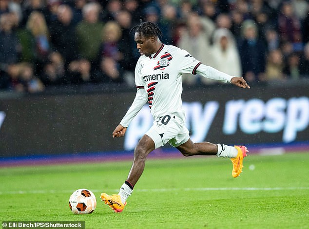 Jeremie Frimpong scored just before added time to seal Bayer Leverkusen's victory