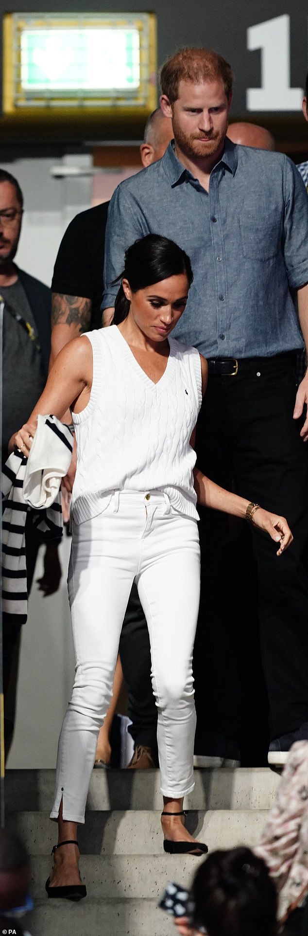 White jeans are fine for Meghan Markle (a rich, slim Californian photographed with Harry during the Invictus Games in Dusseldorf, Germany, last year), but not in real life.