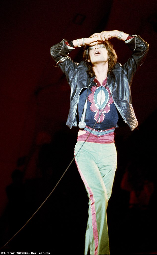 Mick Jagger of the Rolling Stones in concert at Knebworth in the 1970s