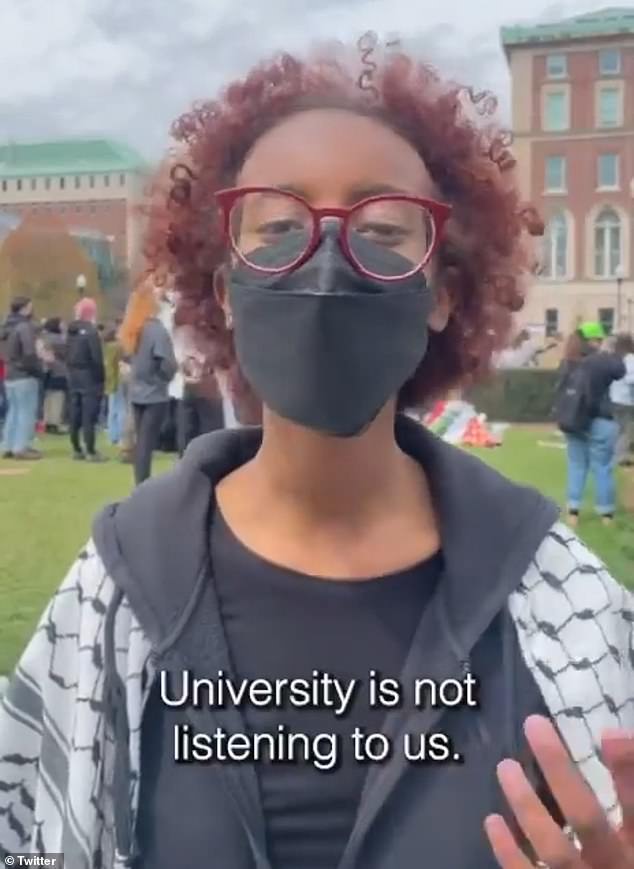 Isra Hirsi appeared in a video condemning the university for not listening to students protesting for Palestinians.