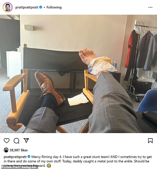 The 44-year-old actor, who was seen filming scenes for the movie in Malibu on Wednesday, took to Instagram on Thursday to reveal the news of his injury.
