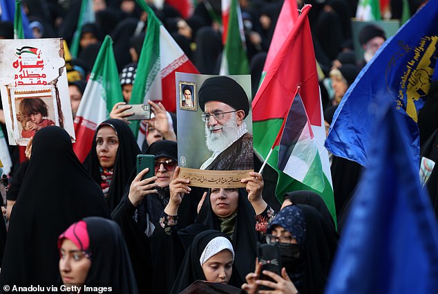 Supporters of Iran's supreme leader Ayatollah Ali Khamenei took to the streets to praise him after he launched an attack on Israel.