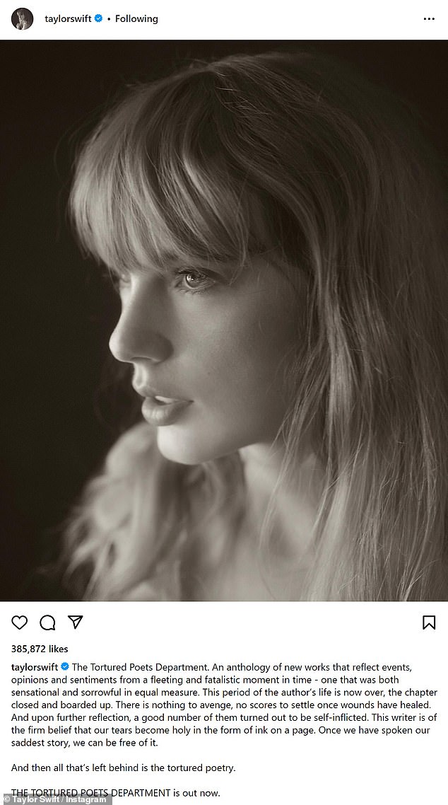 When the album hit streaming platforms Thursday night, Swift posted a lengthy statement on Instagram describing it as 