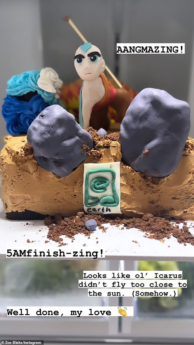 Hamish's creations include an 'Avatar' cake (pictured), a 'rag doll cake' and a 'Pikachu cake' inside a Pokeball case.