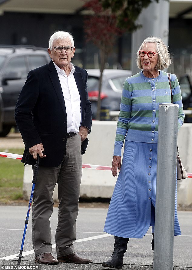 Nathan Templeton's parents (pictured) attended Friday's funeral in Geelong.