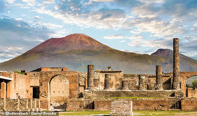 Naples is the gateway to the Amalfi Coast and Pompeii above, with Mount Vesuvius in the background.