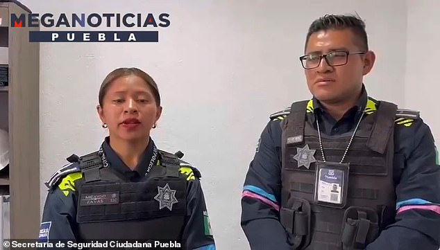 Officer Betsabé Zallas (left) and her partner responded Tuesday to a 911 call about a small child abandoned in a suitcase on a street in the municipality of Puebla, in central Mexico.  Zallas told Mega Noticias that she made sure the two-year-old boy was warm and placed him in her patrol car until paramedics arrived on the scene and rushed him to a hospital.