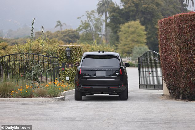Exclusive photos show several SUVs arriving at the property as production began.