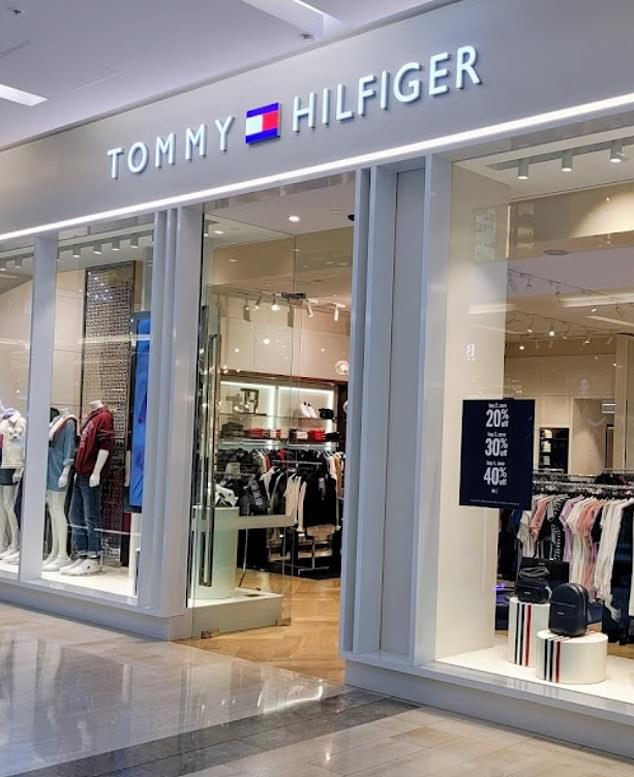 Pictured: The Tommy Hilfiger store inside Bondi Junction, where workers fought to save the life of a nine-month-old girl.