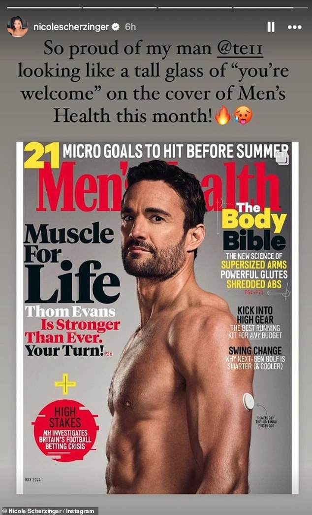 The former Pussycat Dolls star shared a photo of the rugby player, 39, as he appeared on the magazine's cover, showing off his chiseled abs and muscular physique.