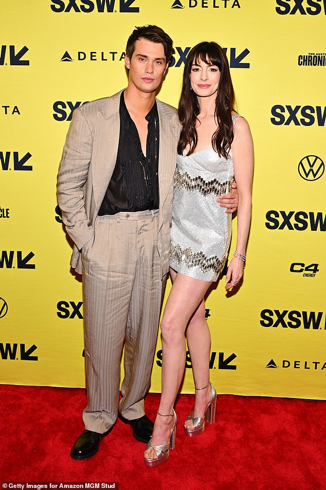 Hathaway (pictured) plays Solène, 40, while Nicholas Galitzine (pictured) plays her love interest, Hayes, 24.