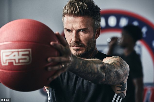 Beckham's association with F45 has seen him launch a range of themed workouts, with glossy photographs showing him training with F45-branded fitness equipment.